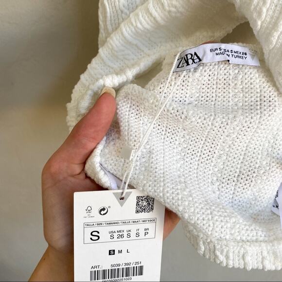 NWT Zara White‎ Knit Strappy Crop Top - Picture 7 of 9